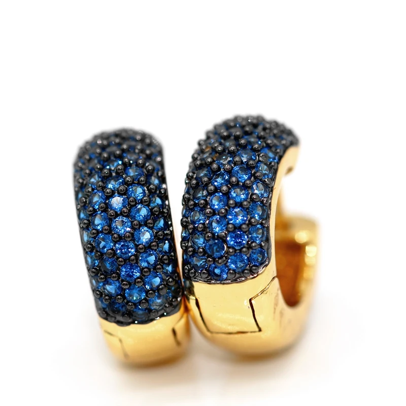 

Pretty blue jewelry diamond earring Brazil style gold plated Huggie copper alloy hoop earrings for men women party gift