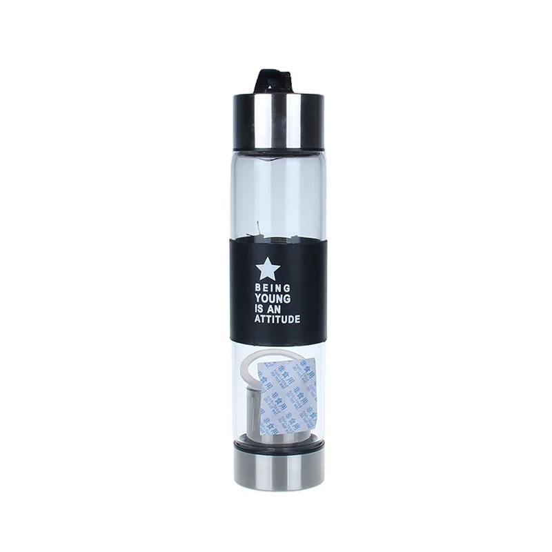 

High quality eco friendly portable glass water bottle tea infuser drinking bottle