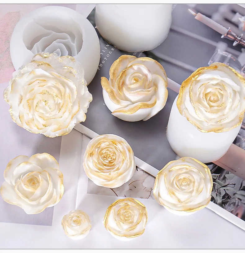 

DIY 3D Rose flower silicone mold For cake soap candle