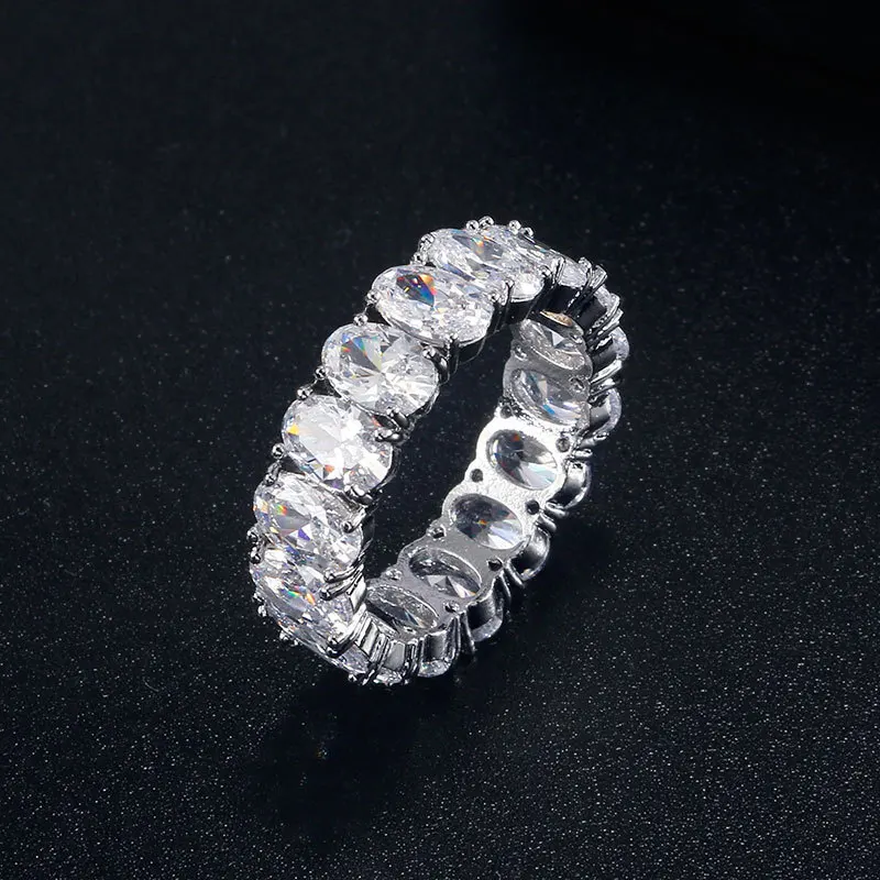

Hot Sale Fashion 925 Silver Rings Jewelry Luxury Bling Crystal Cubic Zirconia Women Diamond Rings for Girl