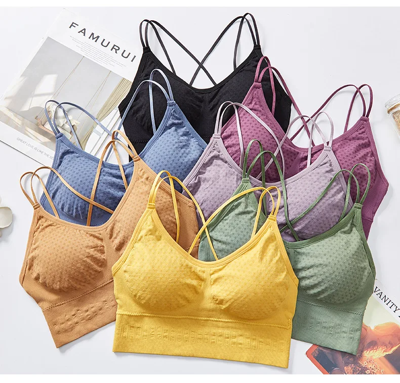 

Hot Sale Women One Piece Seamless Beauty Back Padded Bra Sleep Fitness Yoga Running Bra, As shown