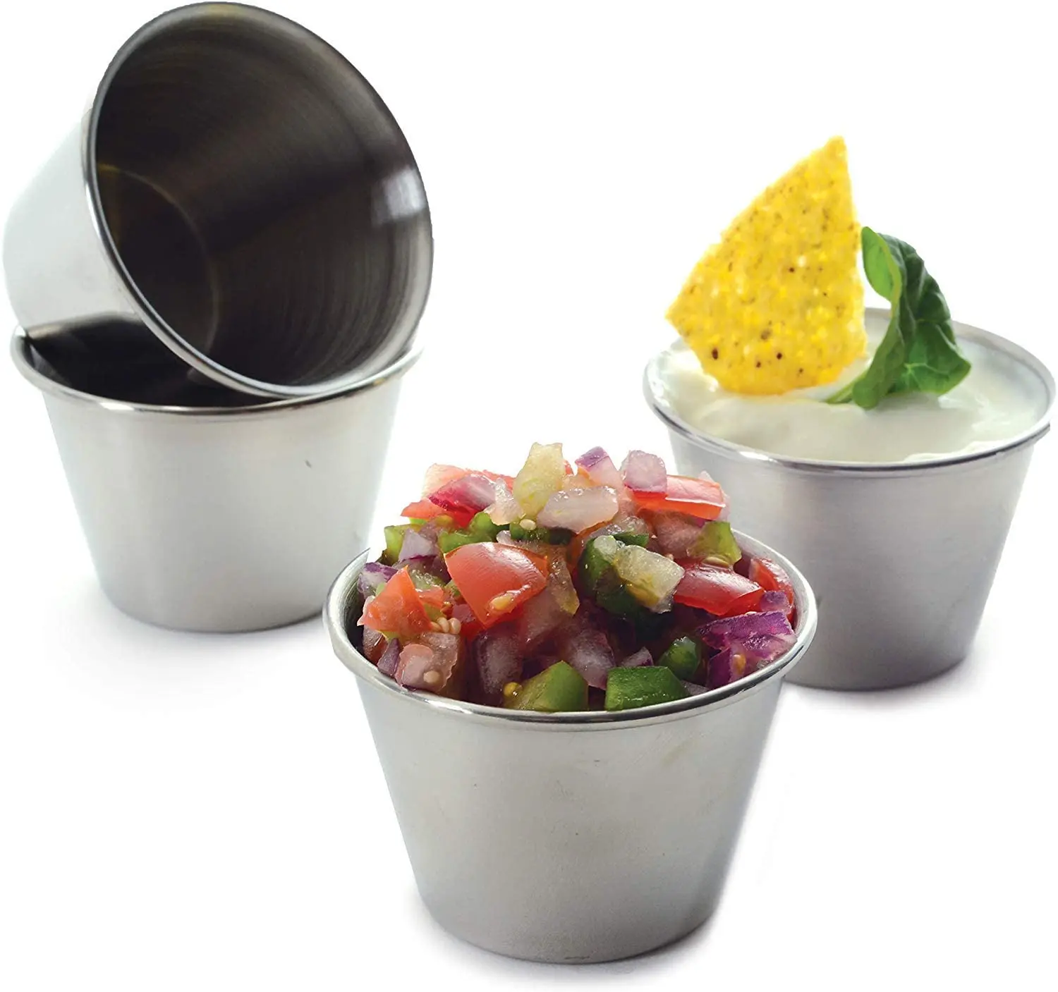 

Food Grade Stainless Steel Steak Salad Tomato Dipping Sauce Cup 2oz 2.5oz 3oz 4oz Sauce Cup, Silver