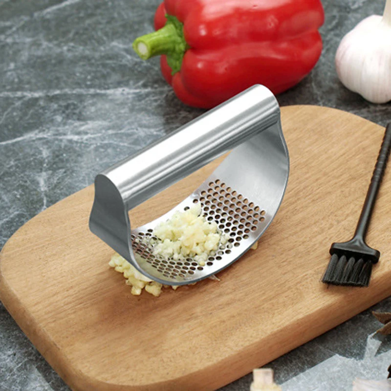 Kitchen Vegetable Cutting Tools Metal / Stainless Steel Garlic Press