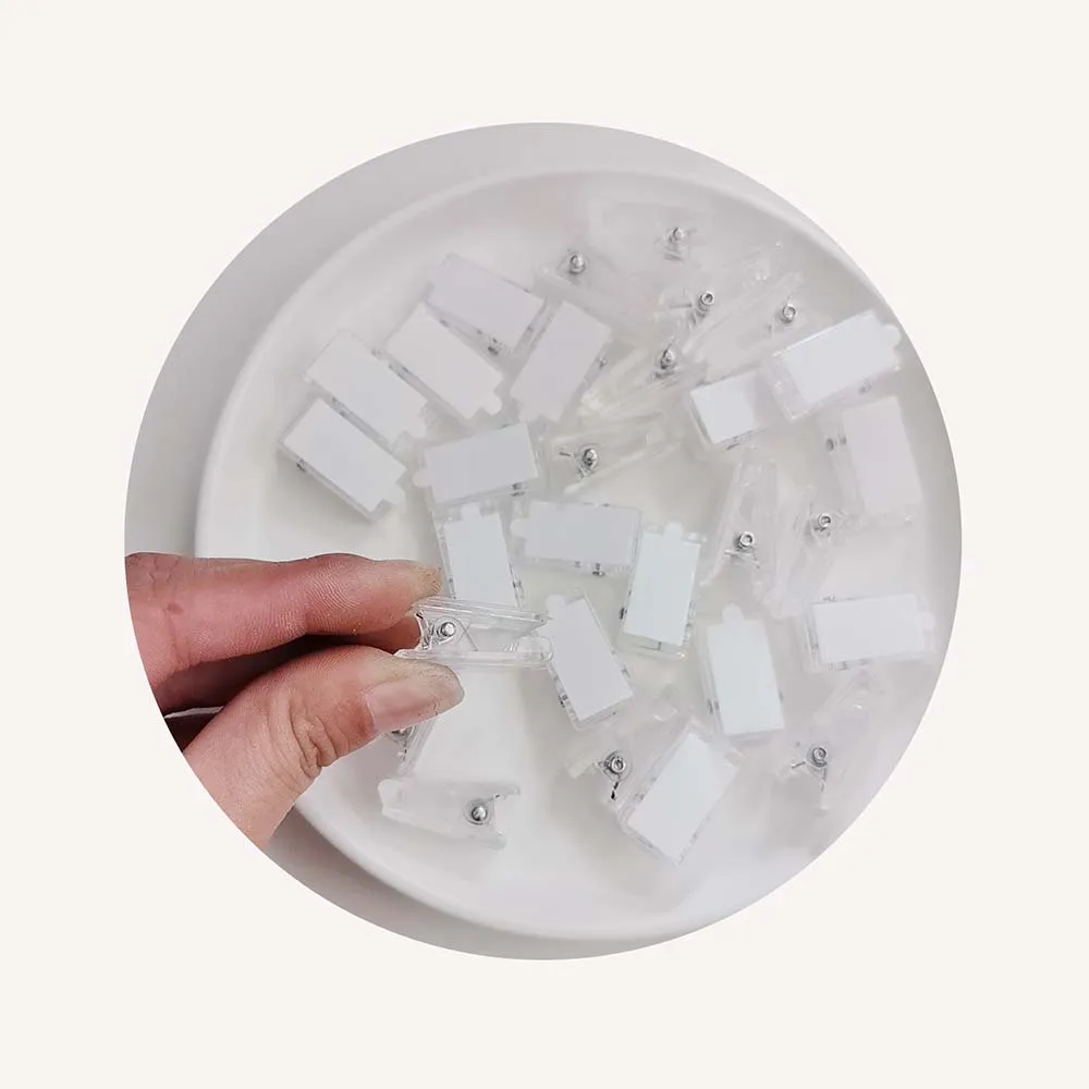 100Pcs/Lot Double Sided Self Adhesive Clips Transparent Sticky Hanging Spring Clips for Office Poster Photo Decorations