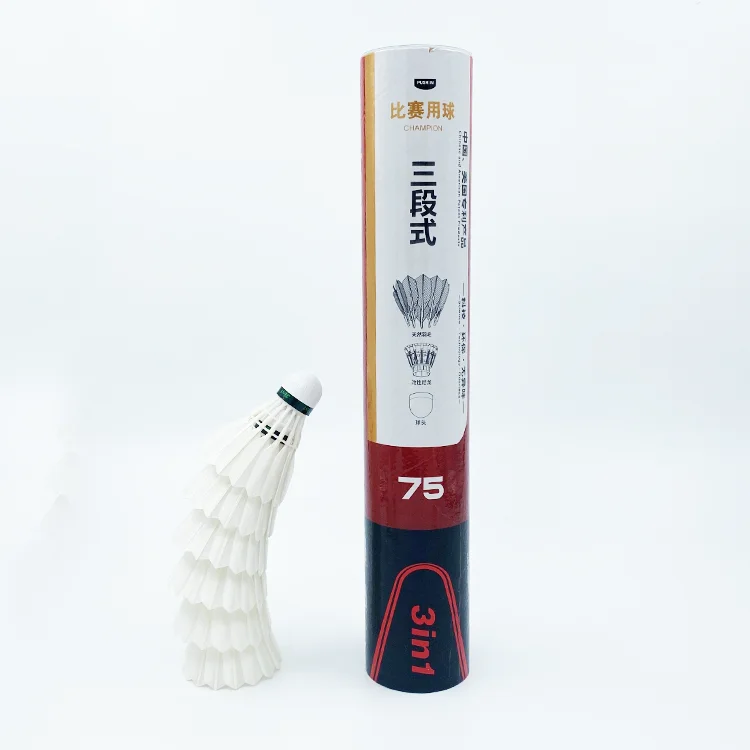 

3in1 original factory class A duck wholesale shuttlecock feather for sale badminton hall D75, Natural white