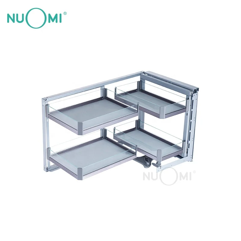 
NUOMI Hot Sale Cabinet Pull out Basket revolving saucer Magic Corner Kitchen storage 