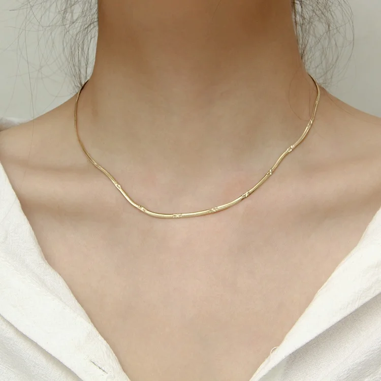 

Fashion jewelry stainless steel fine Snake Chain Choker 18K gold palted snake chain necklace women