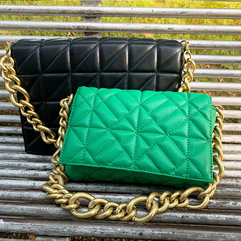 

Women's Shoulder Bags 2021 Thick Chain Quilted Shoulder Purses And Handbag Women Clutch Bags Ladies Hand Bag