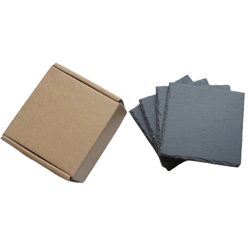 

Square slate coaster set 4 in a box