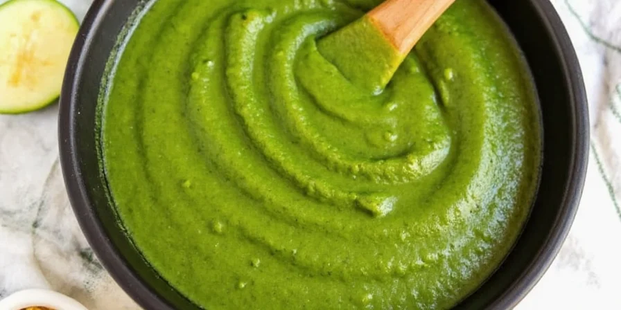Blending fresh ingredients for mole verde