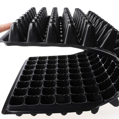 

540x280mm 0.8mm 72cells Plastic Nursery Tray Vegetable Seed Planting Tray For Greenhouse And Home, Black