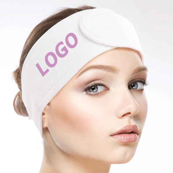 Wholesale Custom Embroidery Logo  Washing Face Hair Band Microfiber Headband  Makeup Shower Hair Band Spa Headbands