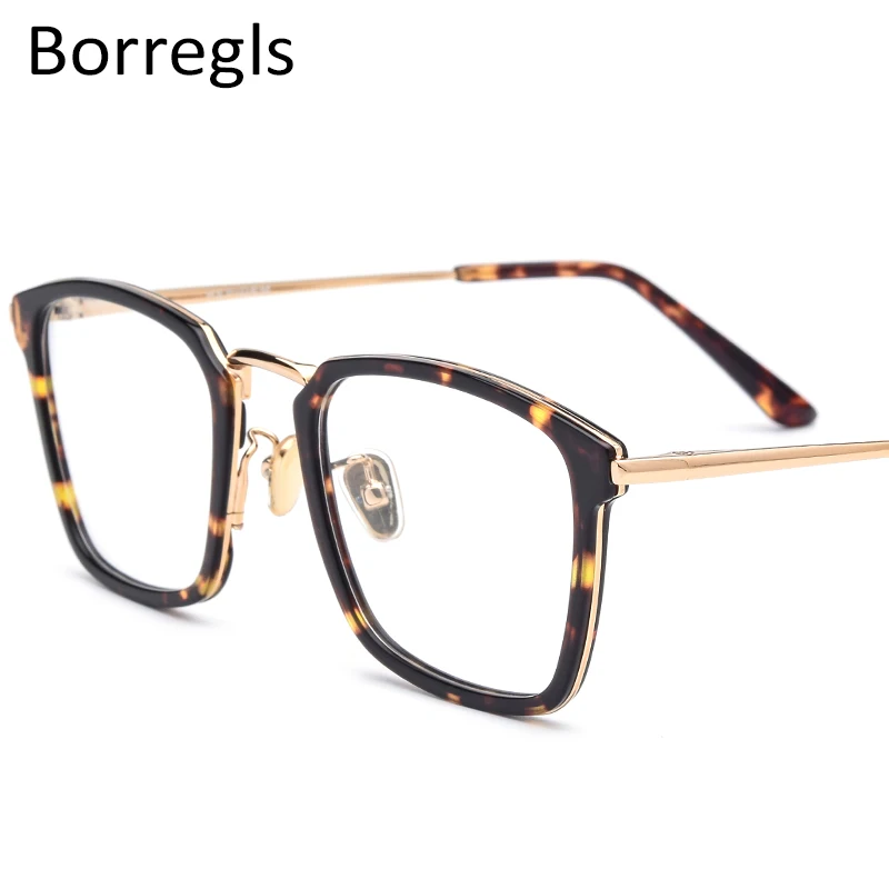 

Borregls Acetate Optical Glasses Frame Men Square Prescription Eyeglasses Women Myopia Spectacles Stainless Steel Eyewear 70042