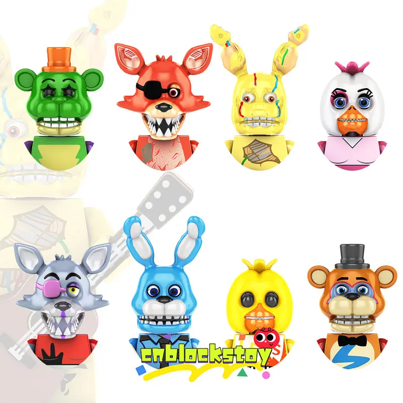 

Horror FNAF Model Bunny Foxy Spintraft Chica Five Nights Bonnie Freddy Building Block Figure Brick Plastic Toy for kids KF6160