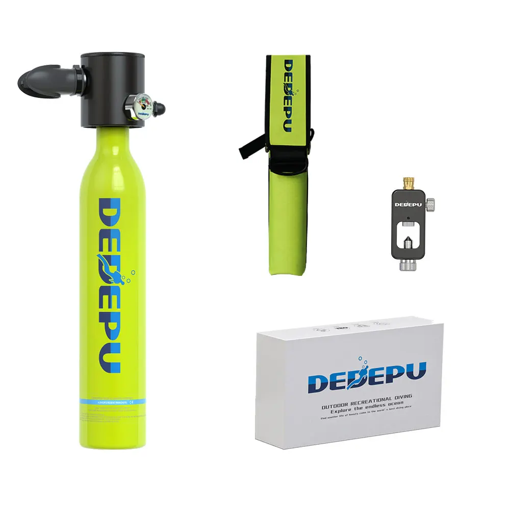 

DEDEPU 2 SETS 0.5 Liter Mini Scuba Oxygen Tank Cylinder Scuba Diving Equipment Support Underwater Diving 15 Minutes, Yellow,black,white,green