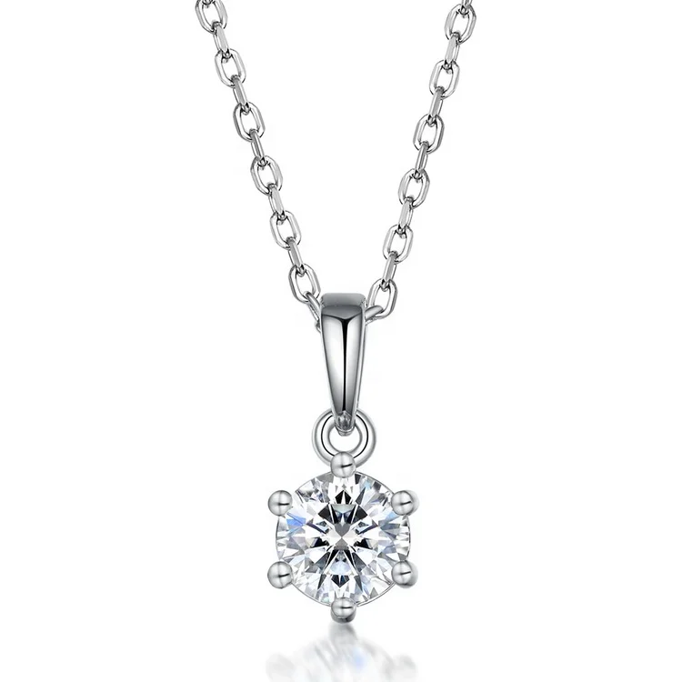 

Simple Fashion Rhodium Plated Necklace Pendant Classic 925 Silver Moissanite Pendant