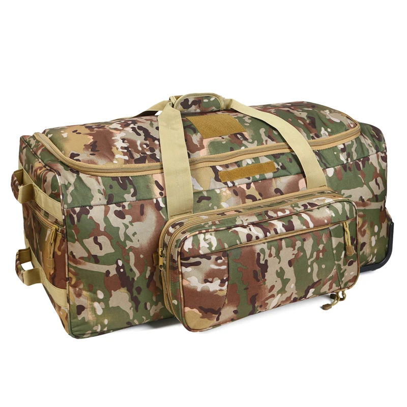 

Outdoor Waterproof Gym Luggage Duffel Bag Wheels Rolling Deployment Sports Military Suitcase Bag, Black black multicam green grey multicam ocp tan"
