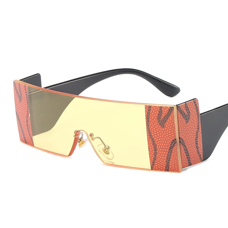 

2022 Fashion Rimless Square Single Lens Sunglasses Women Print Shades Sunglasses One Piece Oversized Sunglasses