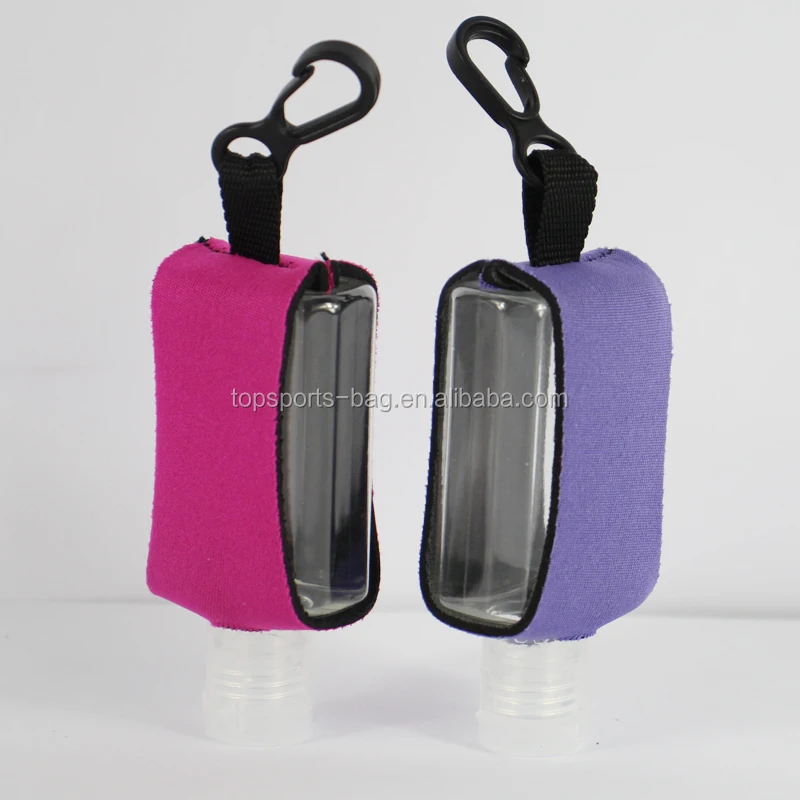 

Neoprene Bottle Vest Cover Hand Sanitizer Holder Protective Case with Plastic Hook and bottle, Customized color