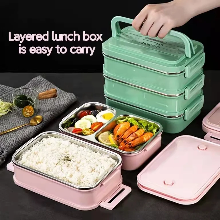

Promotional insulated keep food warm lunch box metal tiffin box stainless steel portable bento box, As the picture as you see or customized