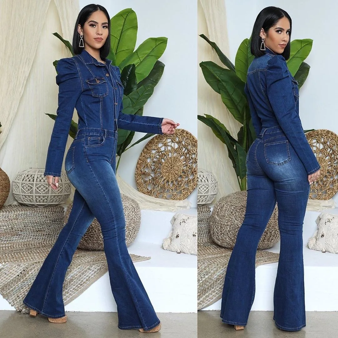 

2012New Bodycon Jeans Jumpsuit Bell-bottomed Pants Wholesale Women Jumpsuits and Rompers