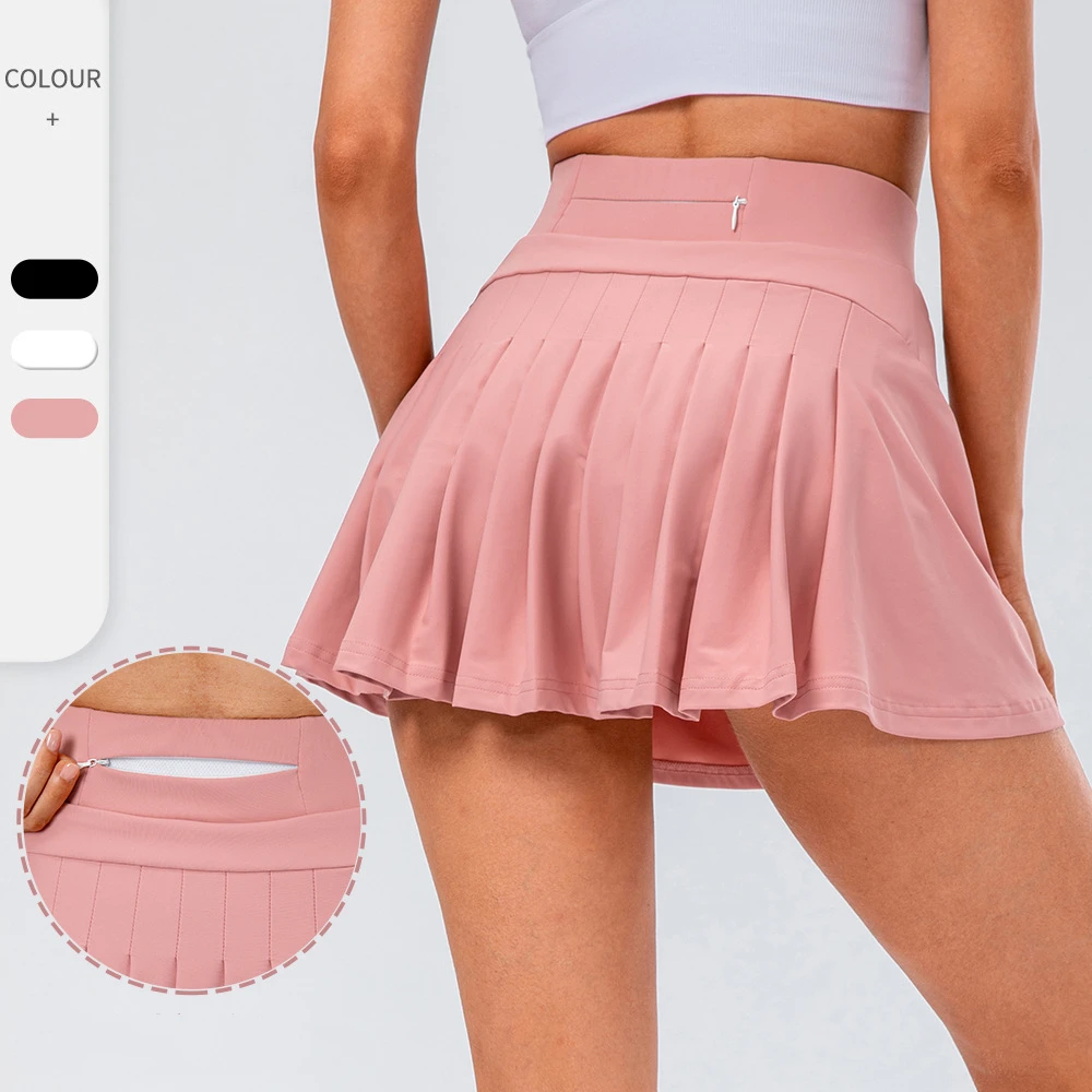 

New Arrival Women Multifunctional Sports Skirts High Waist Ruffle Tennis Golf Skirt with Pocket Shorts Yoga Badminton Dress