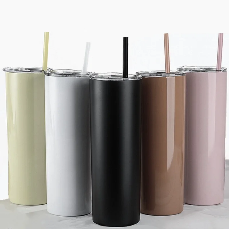 

Double Wall Stainless Steel 20oz Sublimation Blanks Tumbler Skinny Tumbler With Lid And Straw