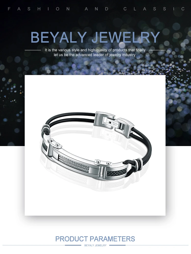 product-BEYALY-High Quality Black Nylon Rope Stainless Steel Cable Bracelet-img