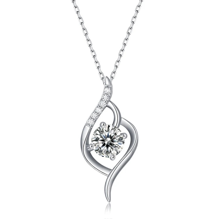 

Thriving Gems hot selling 1 carat moissanite forever love 925 sliver necklace for ladies