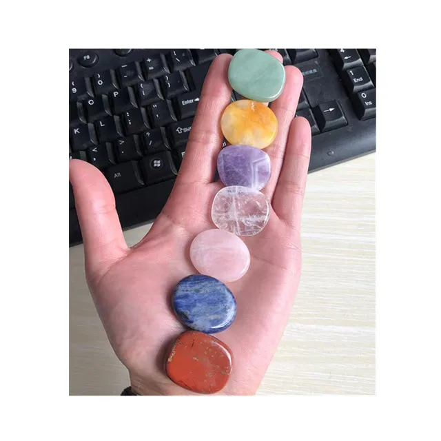 

Wholesale Colorful Thumb Worry Stone Oval Polished Palm Pocket Healing Energy 7 Chakras Crystal Massage Tumbled Stones For Sale