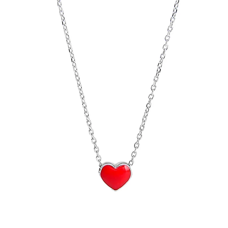 

2021 Trendy fashion Korean jewelry 925 sterling silver simple red heart gold plated chain inital necklaces