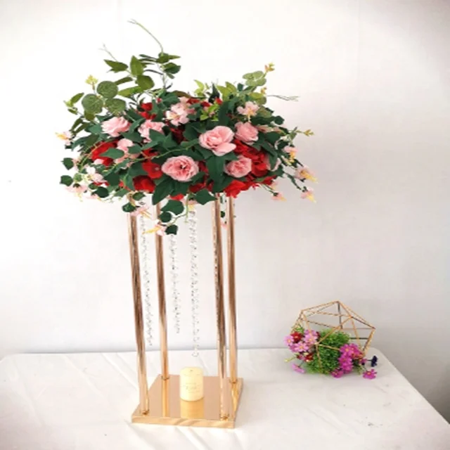

free ship)Flower Vase Gold Column Stand Metal Road Lead Wedding Centerpiece Flower Rack For Event Party Decoration 1570, Sliver iron mental