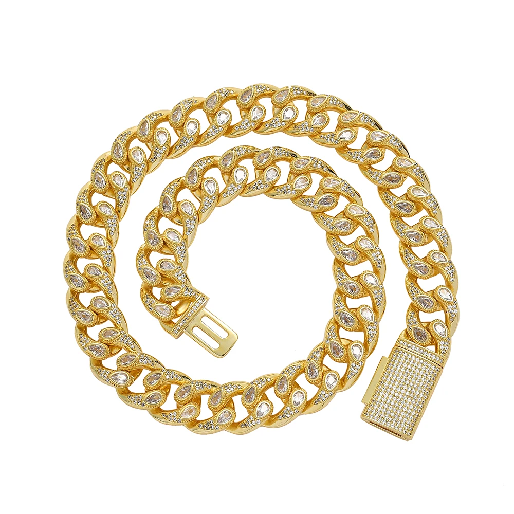 

BC007 16mm 18" 22" Iced out Bling bling Brass Cuban Chain Hip Hop micro pave Chain Necklace Jewelry for men