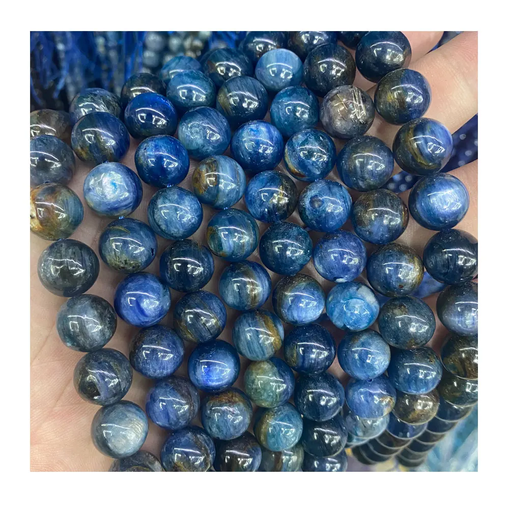 

Wholesale Natural Blue Kyanite Beads, 6mm 12mm 15'' Strand Round Loose Gemstone Beads For Jewelry Making, Blue as picture