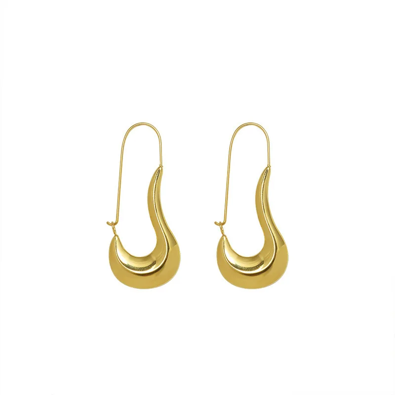 

Stainless Steel Jewelry Geometric Shaped Retro Earrings Hip Hop Earrings 18K Gold Female Exaggerated Earrings BSF498