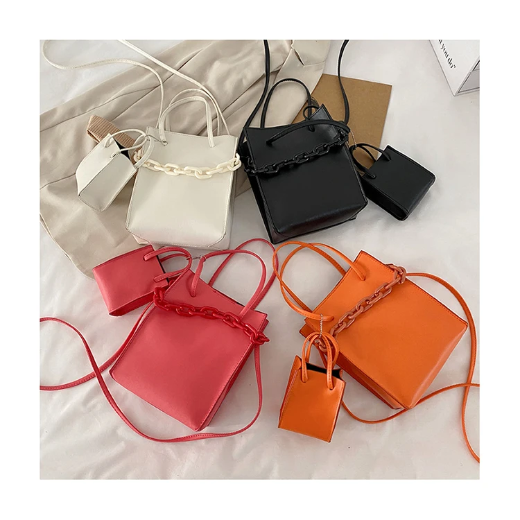 

Candy Color Acrylic Chains Designer Tote Bags 2021 Simple Composite Bolsa Crossbody Bags With Mini Purse Luxury Women Handbags