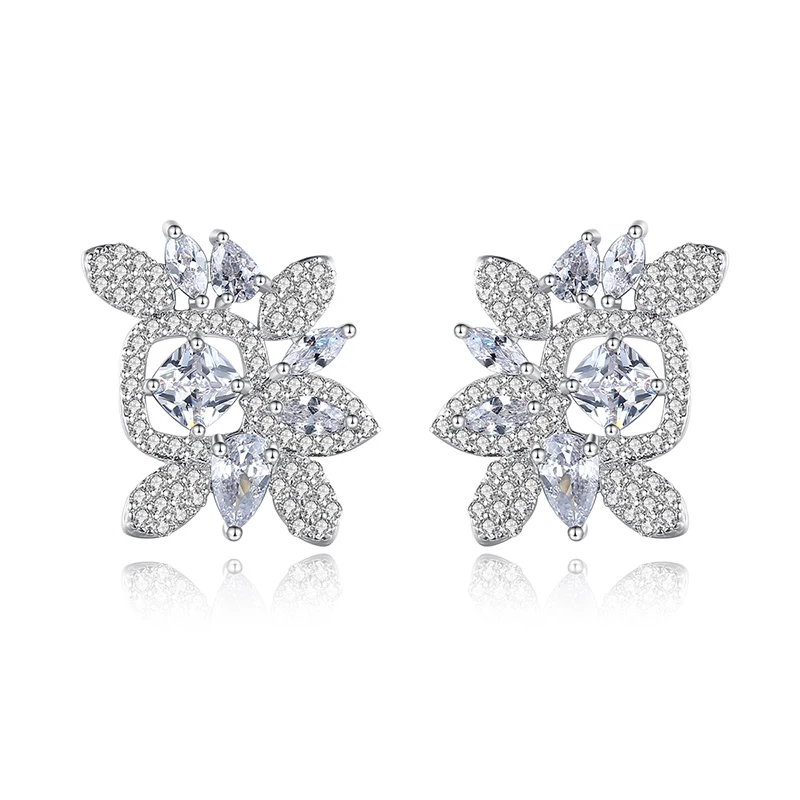 

LUOTEEMI Cute Flower Earrings for Women A AA Cubic Zircon Crystal Earring Elegant Designer Fashion Earrings