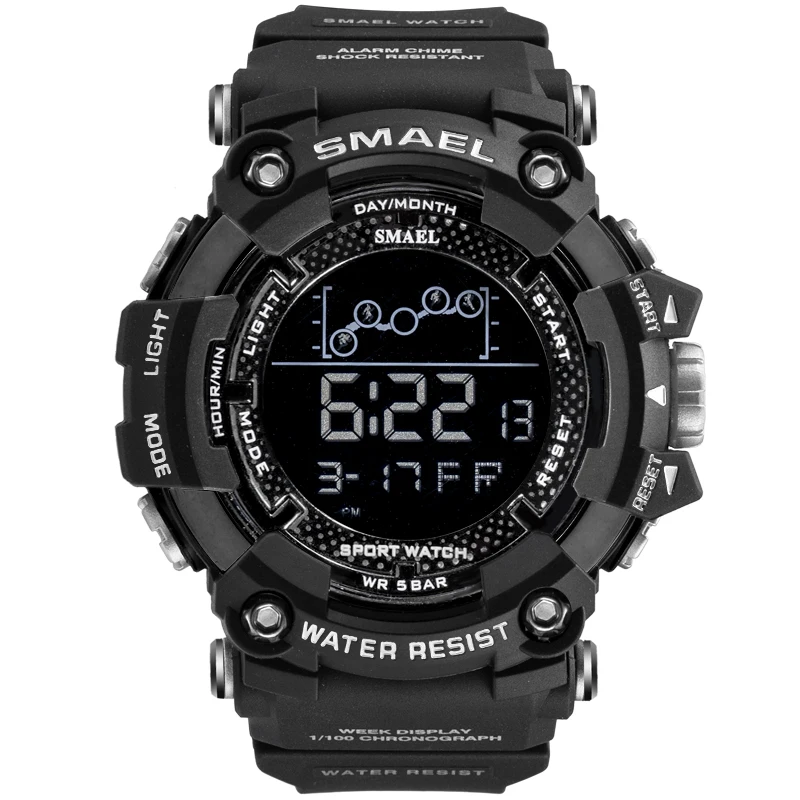 
2019 Smael 1802 military sport LED digital man wristwatches 5ATM water resistant with TPU rubber strap 