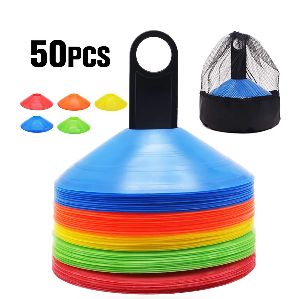 

ActEarlier Sports Custom Marker Basketball Agility Football Plastic Sports Training Basketball Football Soccer Disc Cones, Yellow/orange/red/green/blue/white