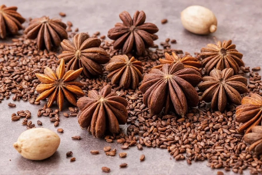 Various dishes featuring anise seed and star anise in traditional culinary applications