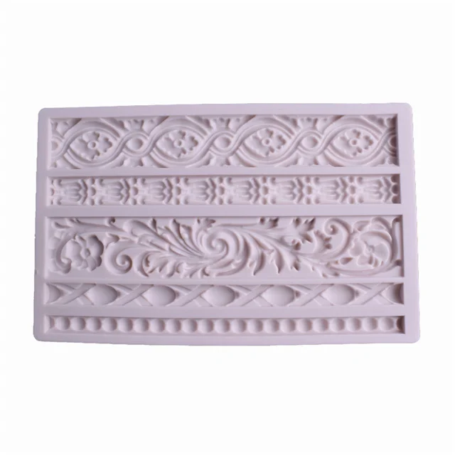 

Pattern Embossed Pearl Flower Vine Lace Silicone Mold DIY Chocolate Cake Decoration Clay Mold Kitchen Accessories, As show