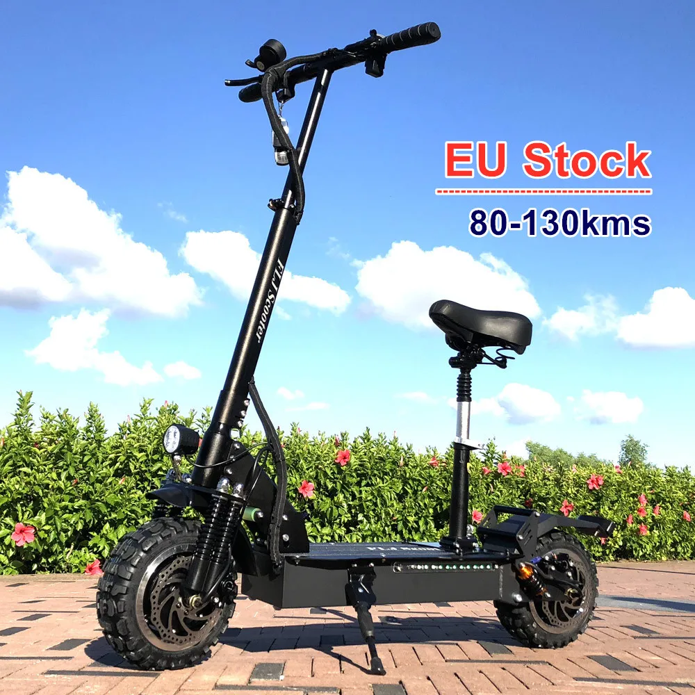 

Free Shipping from EU 60V 3200W Electric Scooter with Dual Motor Off Road Tire adults E Scooter fast drop shipping FLJ Scooter, Black