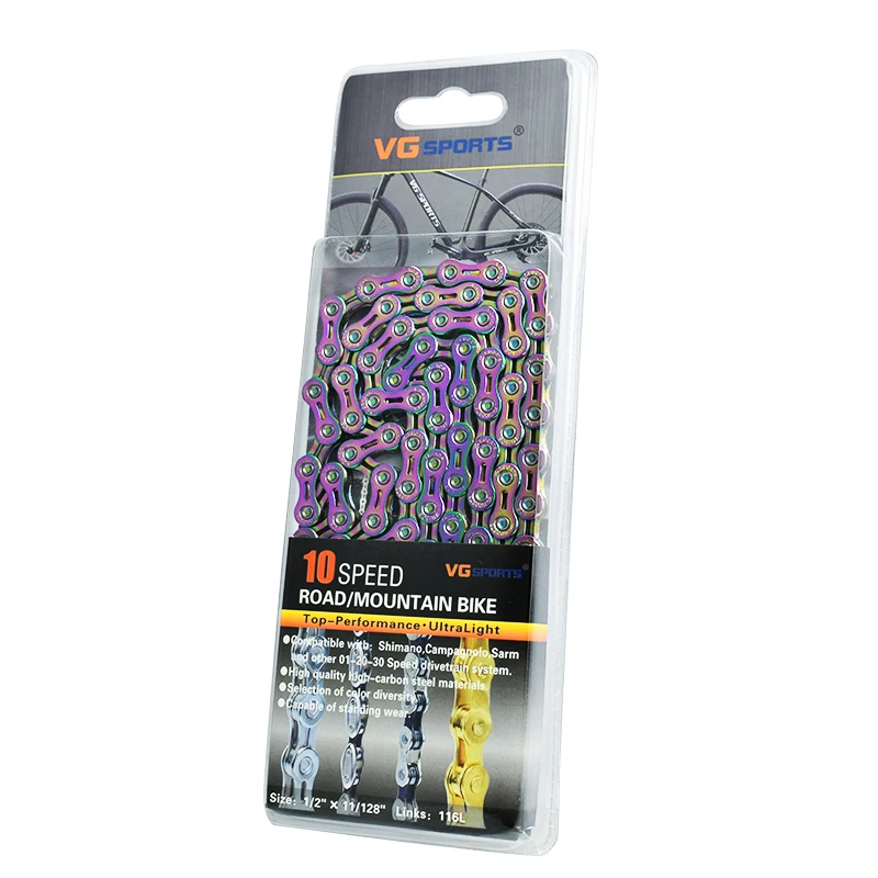 

VG Sports 10 20 30 Speed Half Hollow Rainbow Bicycle Chain for MTB Mountain Road Bike