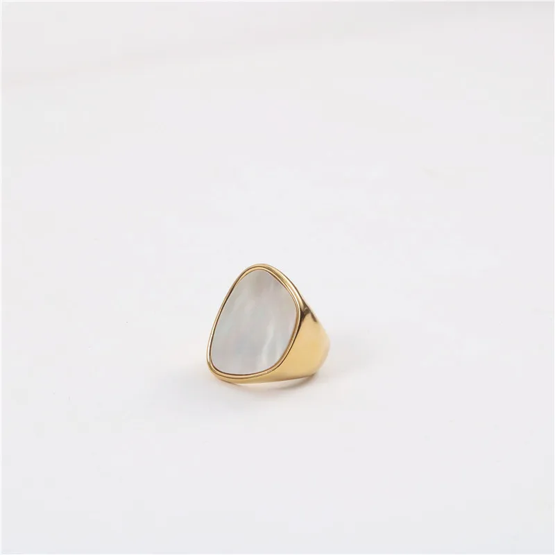 

Joolim High End 18K Gold Plated Stainless Steel Irregular Shell Chunky Band Rings for Women Finger Ring Wholesale