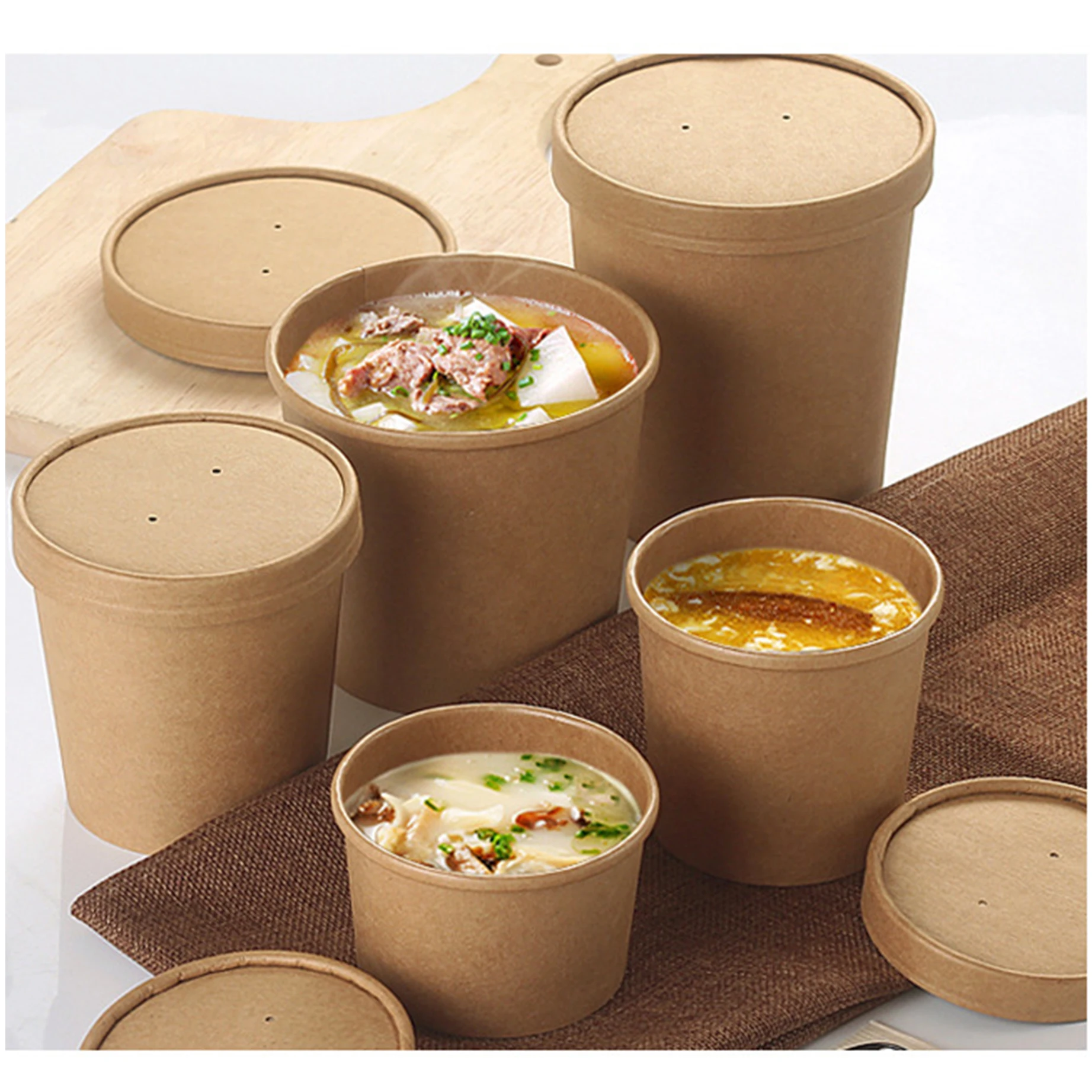 Disposable 150ml500ml Take Away Food Kraft Paper Bowl Food Container
