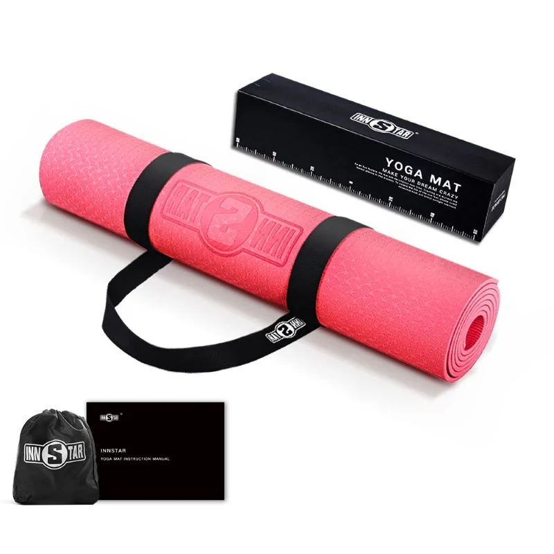 

Supplier custom PU logo yoga mat with logo, Black/ pink/blue