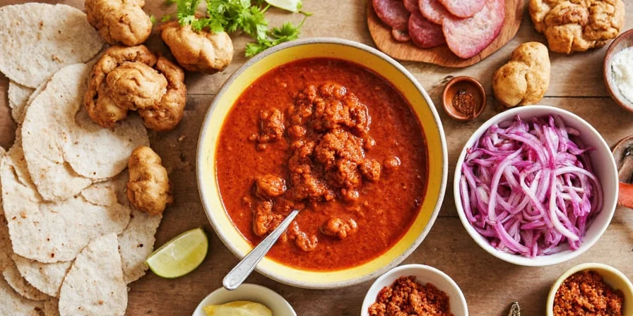Serving quesa birria with consomme and dips.