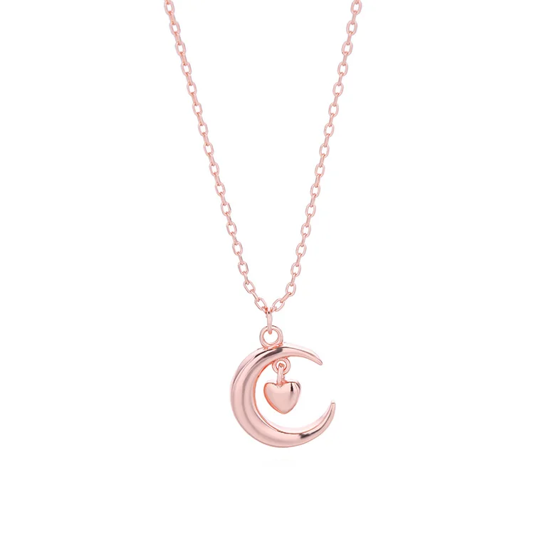 

Stylish Korean women jewelry 925 silver chunky rose gold plated star and heart pendants necklace