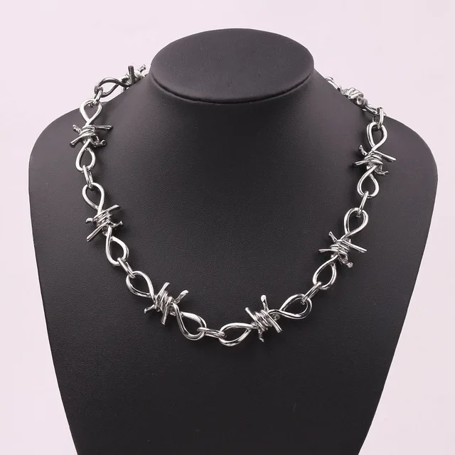 

Wire Brambles Necklace Unisex Hip-hop Punk Style Barbed Wire Brambles Link Chain Necklace