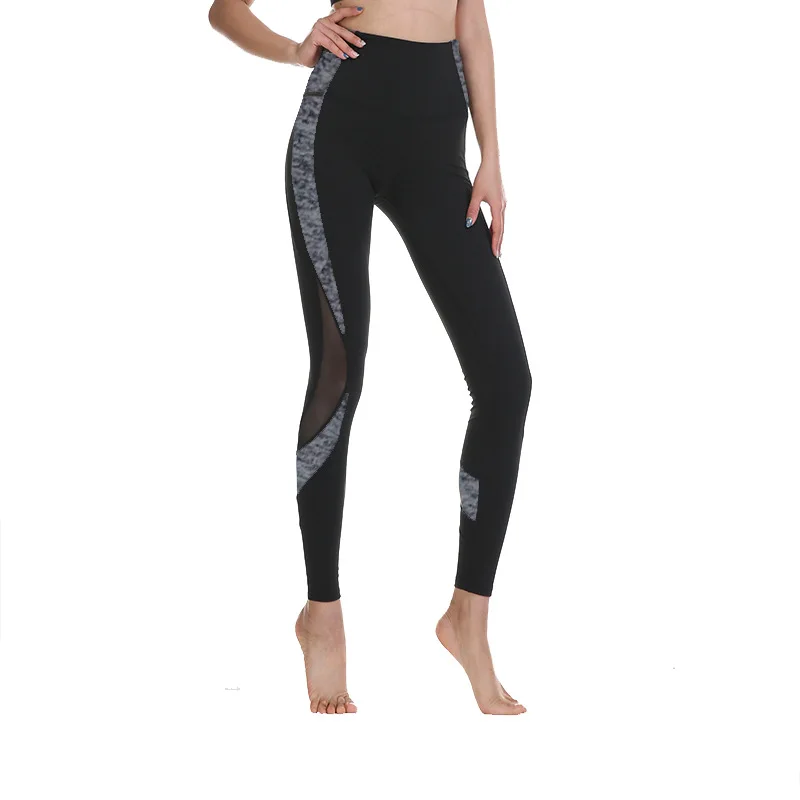 

S-XL Black Mesh Net Yoga Pants Slimming Hip Up Fitness Leggings Elastic Waist Women Gym Pants